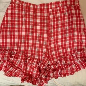 Urban Outfitters Red and White Plaid Shorts